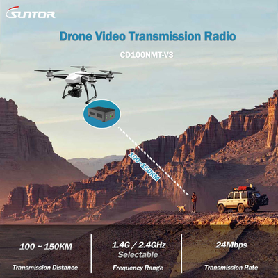 CD100NMT Langstrecken-COFDM-Sender für UAV/Drohne, Dual-Antenne MIMO-Design, bis zu 150 km